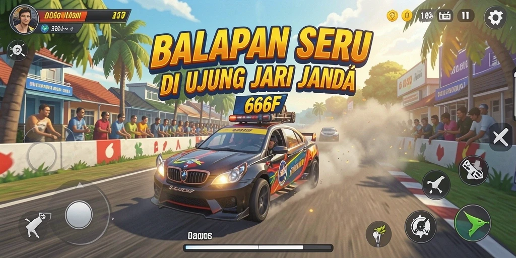 Gameplay Racing yang seru dan mendebarkan di 666F.