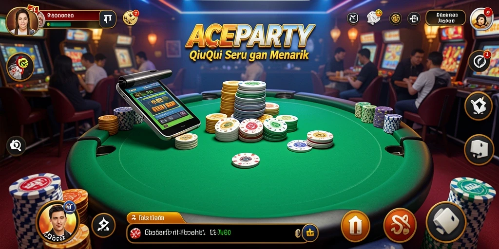 Screenshot gameplay ACEPARTY yang menampilkan suasana seru permainan QiuQiu.