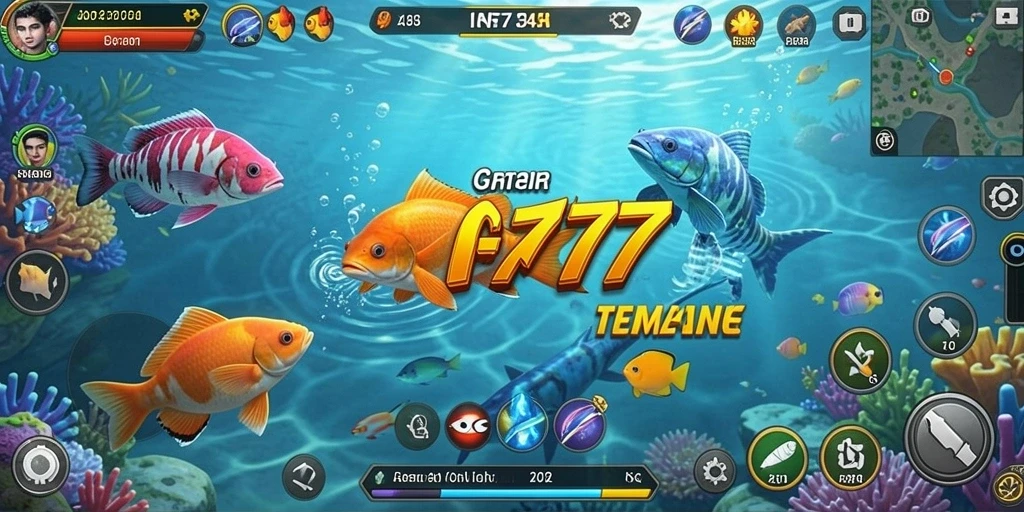 Tampilan gameplay Tembak Ikan yang menarik dan penuh warna.