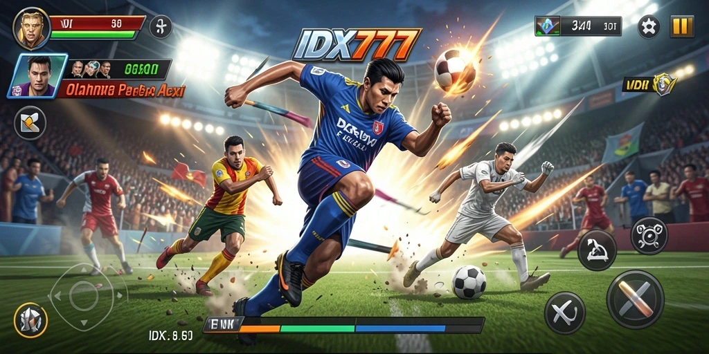 Tampilan gameplay IDX777 dengan aksi olahraga yang mendebarkan.