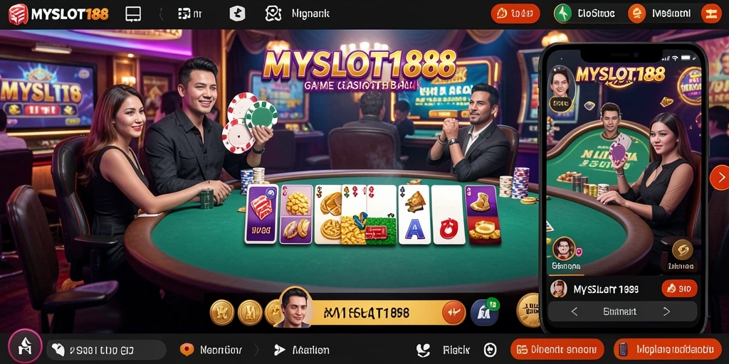 Screenshot gameplay MYSLOT188 menampilkan interaksi langsung dengan dealer profesional.