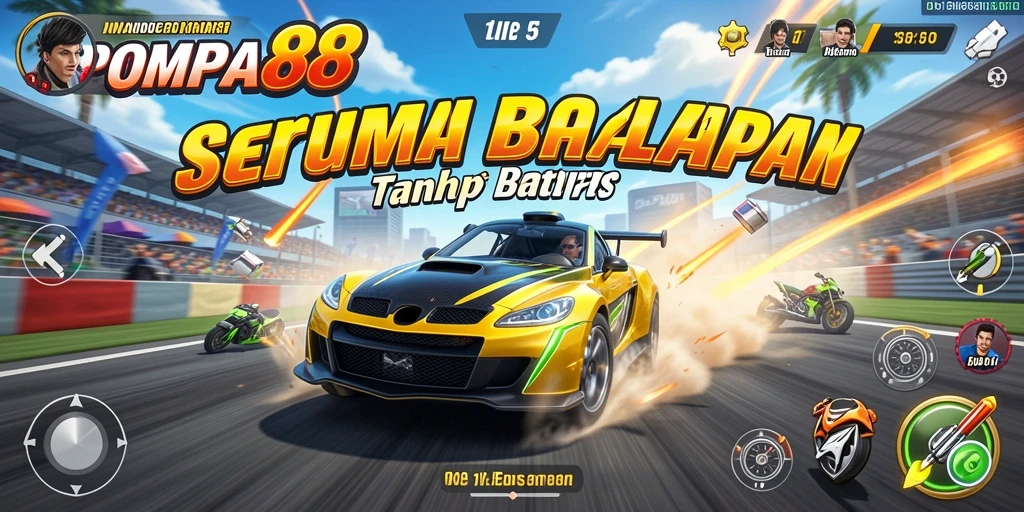 Tampilan gameplay mendebarkan POMPA88 dengan berbagai trek balapan.