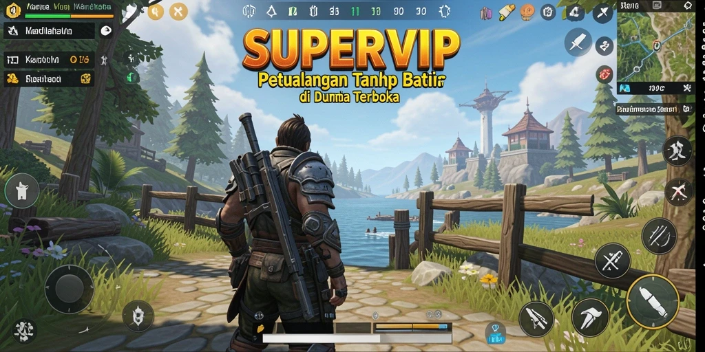 Tampilan gameplay SUPERVIP di dunia terbuka yang luas dan menakjubkan.